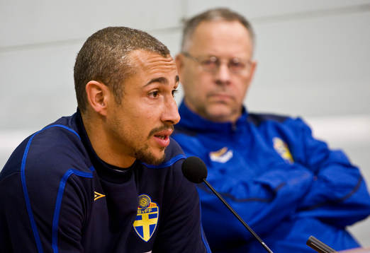 Henrik Larsson och Lars Lagerbäck, förbundskapten