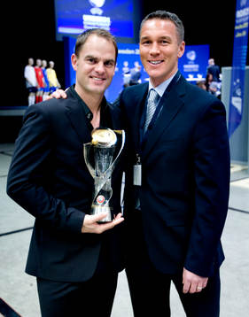 Före detta lagkamraterna i Barcelona, Frank de Boer och