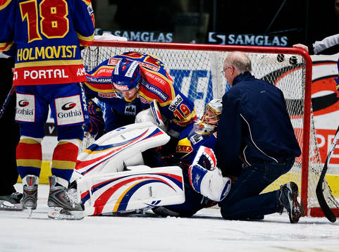 Stefan Ridderwall, målvakt Djurgården skadad. Skada
