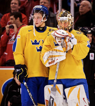Victor Hedman och Jacob Markström, målvakt, Sverige, depp