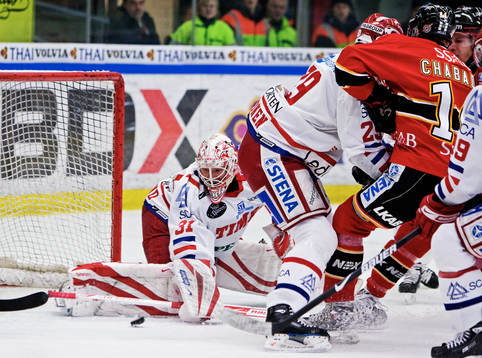 Johan Backlund, målvakt, Timrå, har förlorar pucken