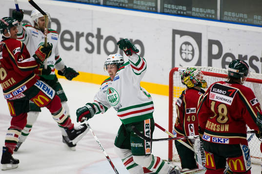 2-0 Cam Abbott, Rögle, jubel, Joseph Di Penta, Johan