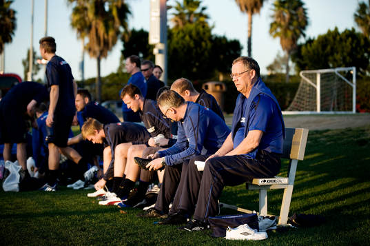 Landslaget gör sin första träning i Los Angeles. Lars