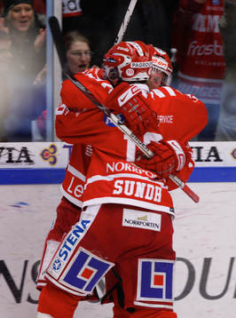 Oscar Sundh, jubel med Anton Axelsson