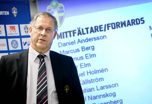 Presskonferens med Lars Lagerbäck, förbundskapten, som