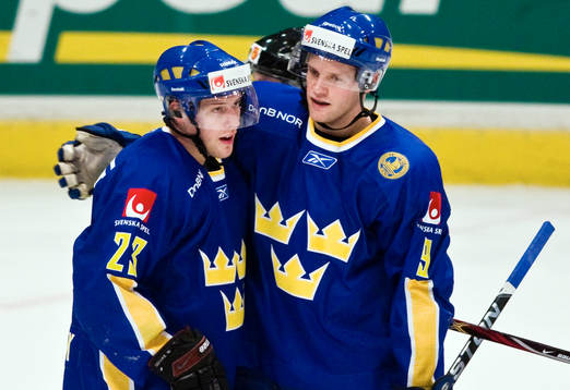 Linus Omark, och Tony Mårtensson, jubel