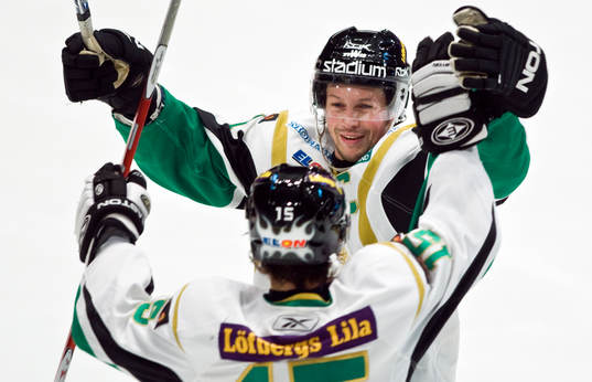 Rickard Wallin,  och Dominik Granak, jubel