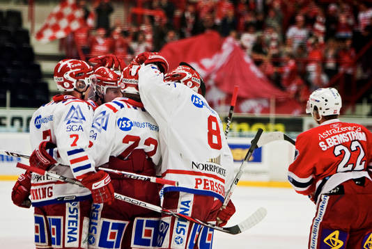 Timrå-spelarna jublar
