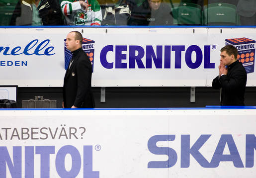 Peter Johansson och Björn Hellkvist, Rögle, tränare,