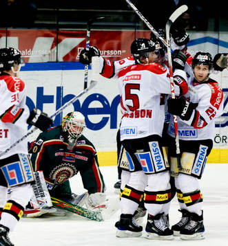 Johan Holmqvist, målvakt, Frölunda, depp, Modo jubel