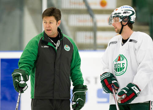 Gunnar Persson, tränare och Jakob Johansson