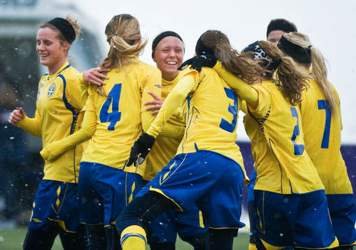 Fotboll, F17/92, flickor, Träningslandskamp, Sverige -