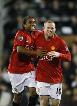 Anderson och Wayne Rooney, Manchester United, glädje, jubel