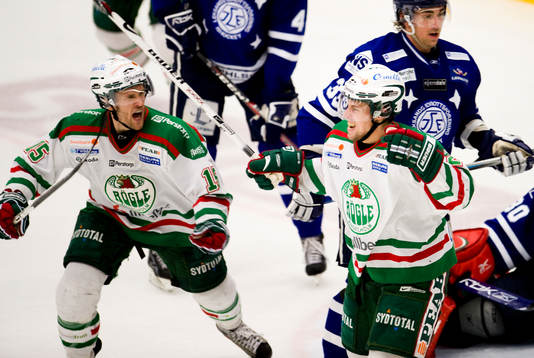 Sebastian Karlsson och Cam Abbott, Rögle, jubel