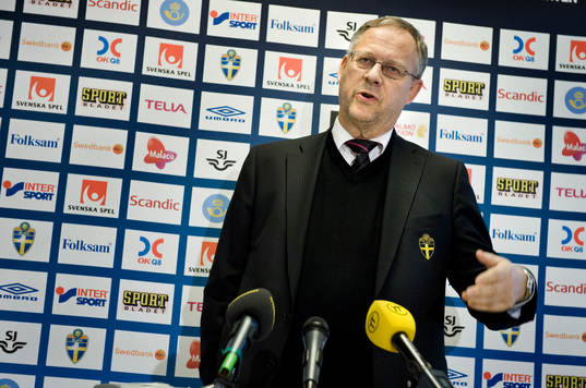 Presentation av truppen mot Portugal. Lars Lagerbäck,