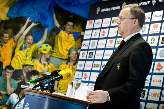 Presentation av truppen mot Portugal. Lars Lagerbäck,