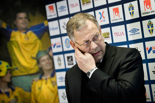 Presentation av truppen mot Portugal. Lars Lagerbäck,
