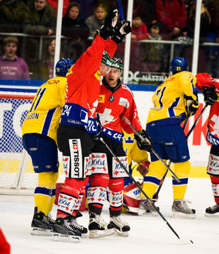 Ryan Gardner och Goran Bezina, Schweiz, jubel