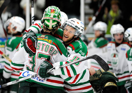 Sebastian Karlsson,  Cristopher Nihlstorp, målvakt, jubel