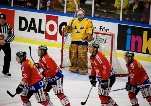 Martin Plüss, Schweiz har gjort 1-1. Jubel i Schweiz. Depp