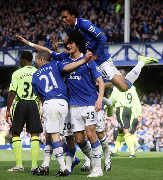 Marouane Fellaini, Everton, jubel