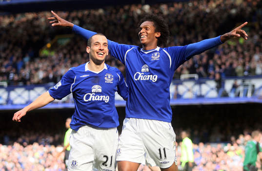 Jo och Leon Osman, Everton, jubel