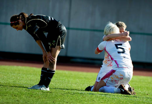 Frida Nordin, Ldb gjorde 2-1 i9 90:e minuten. Stort jubel i