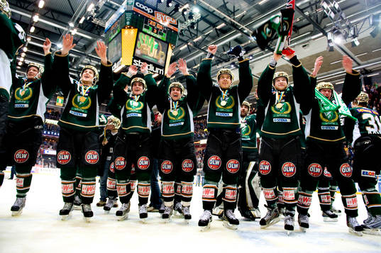 Färjestad, jubel. Svenska Mästare, SM-guld, guld