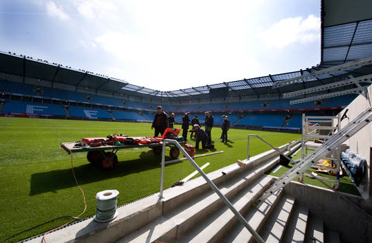 Fotboll, Pressvisning på Swedbank Stadion, Arena.