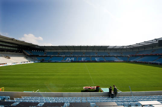 Fotboll, Pressvisning på Swedbank Stadion, Arena.  Det