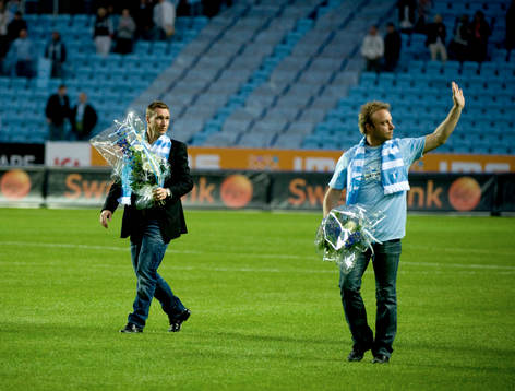 Gamla spelare avtackades. Niklas Skoog och Anders Andersson
