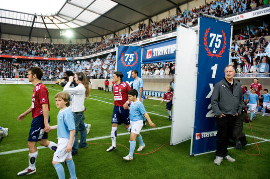 Spelarentré, inmarsch, Swedbank Stadion. Svenska Spel