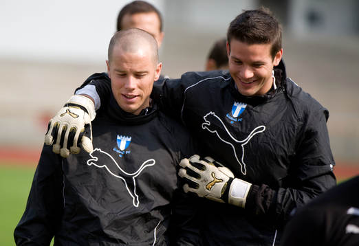 Daniel Andersson och Jonas Sandqvist på träning