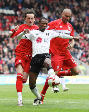 John Pantsil, Fulham, mot Tuncay Sanli och Afonso Alves,