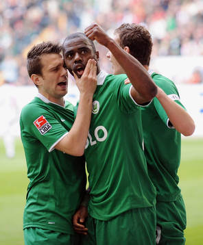 Edin Dzeko och Grafite, Wolfsburg, glädje och jubel över