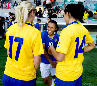 Marta, Brasilien verkar inte allt för nedslagen, här