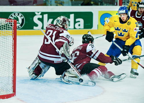 Edgars Masalskis, målvakt, och Krisjanis Redlihs,