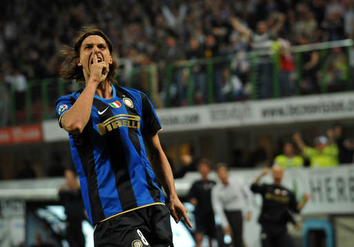 Zlatan Ibrahimovic, tvåmålsskytt för Inter, glädje,