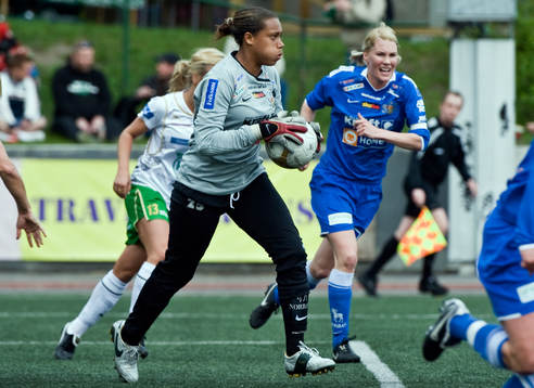 Barbara Monte Barbosa, målvakt, och Hanna Marklund,