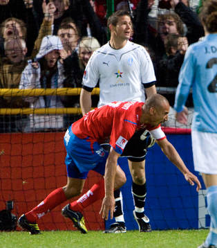 1-0, Henrik Larsson, Helsingborg, jubel. Jonas Sandqvist,