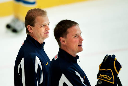 Bengt-Åke Gustafsson, förbundskapten och Roger Rönnberg,