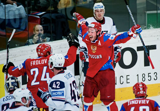 Alexander Frolov och Ilya Kovalchuk, Ryssland, jubel