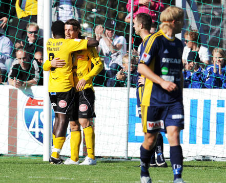 Erton Fejzullahu, Patrik Osiako, Mjällby, jubel,