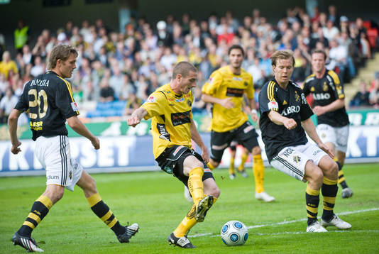 James Keene, Elfsborg, Jos Hooiveld, och Per Karlsson, AIK