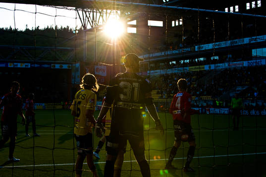 Motljus på Borås Arena. Viktor Noring, målvakt,