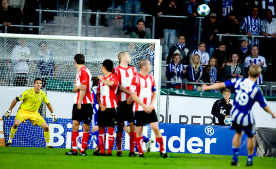 Pontus Wernbloom, IFK Göteborg, skjuter en frispark som