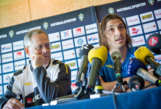 Lars Lagerbäck, förbundskapten och Zlatan Ibrahimovic