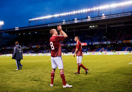 Matchvinnaren Thomas Kahlenberg, Danmark, jubel