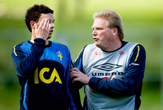 Marcus Berg och Jörgen Lennartsson, förbundskapten