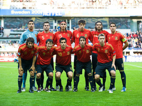 Fotboll, U21 EM, Spanien, lagbild, startelva